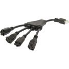 16 AWG 1-to-4 Power Cord Splitter NEMA 5-15P 4 NEMA 5-15R Black 1FT